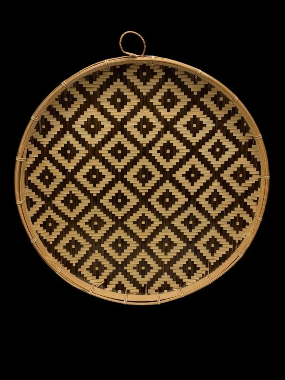Set of 3 Handwoven Bamboo Wall Baskets Trays Boho Tribal Farmhouse Decor